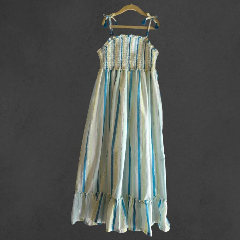 Girls HAUTE HIPPIE Striped Spaghetti Strap Boho Sundress sz 12